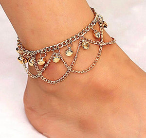 Bell charm multi chain anklet